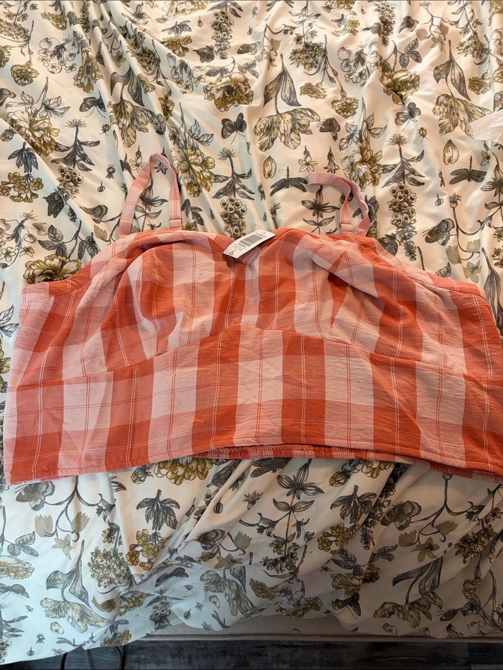 Torrid Gingham Bustier Crop Top in Coral Pink